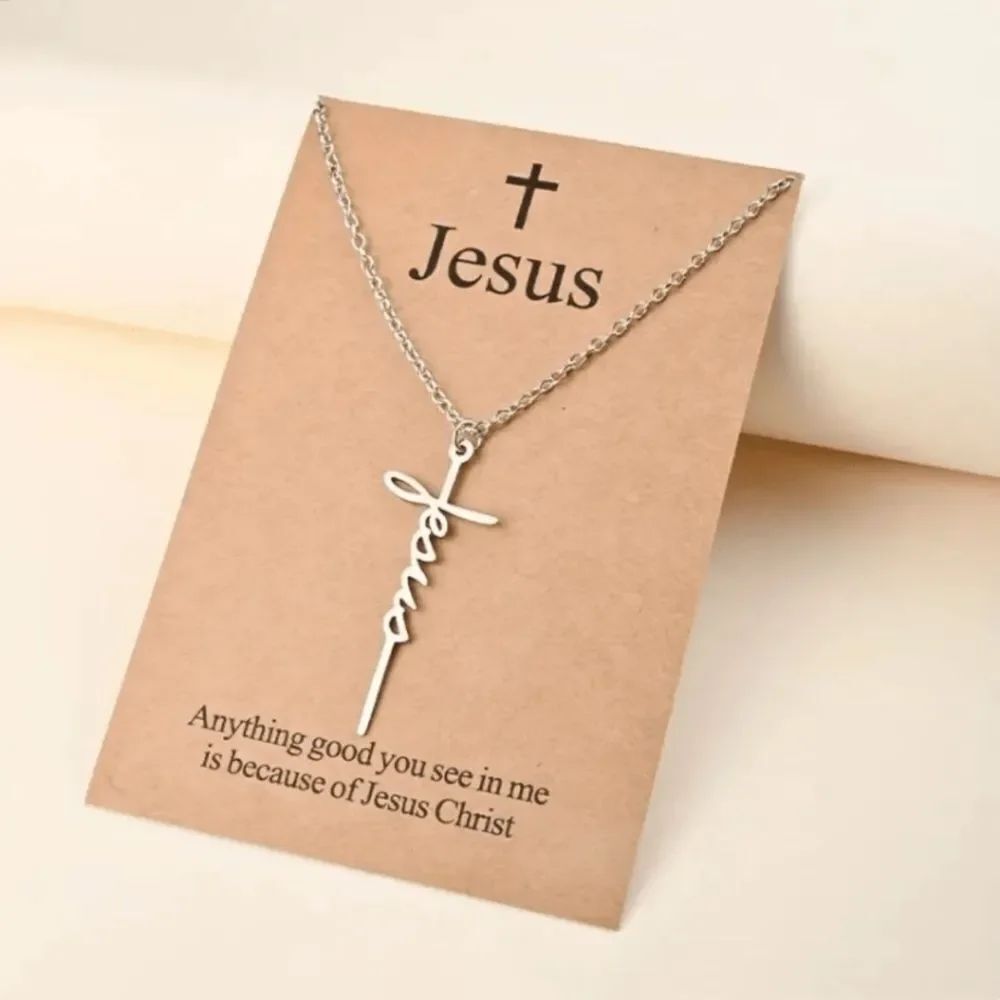 3for$20 1pc Cross Jesus Pendant Necklace, silver color  Jewelry Gift